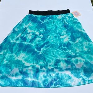 NWT Lularoe Tie Dye Lola Skirt Turquoise Large